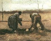 Peasant and Peasant Woman Planting Potatoes Vincent Van Gogh